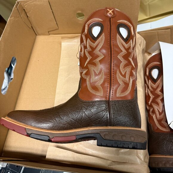 Twisted X Men's Work Boots 12" WP Wide Square Smokey Brown Size 7.5 NEW - Picture 2 of 4